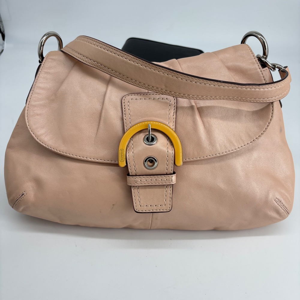 Y2K Coach VTG Soho Light Pearl blush Pleated Leather Purse HTF RARE F13732‎